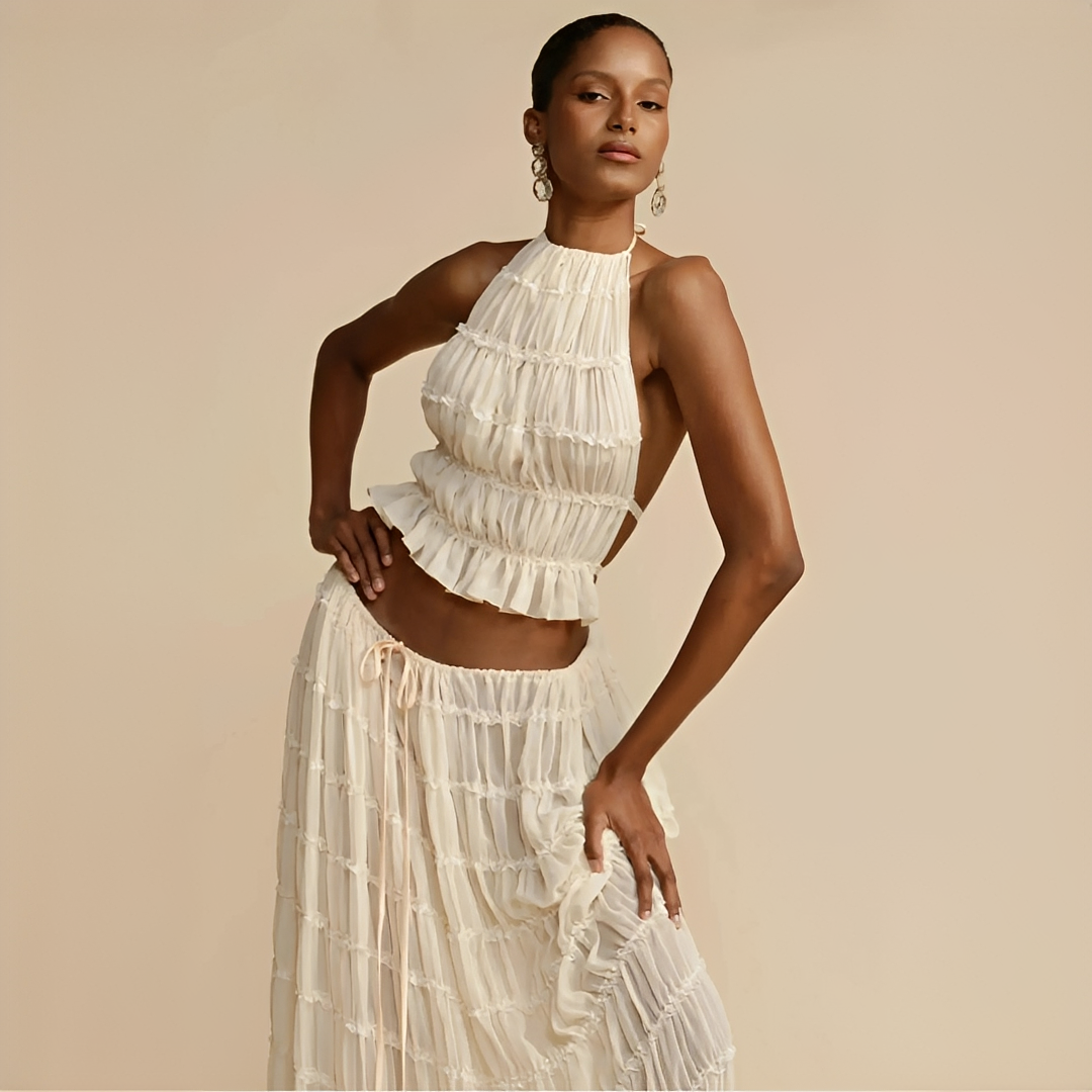 Kalea – Women's Summer Top and Skirt Set in White