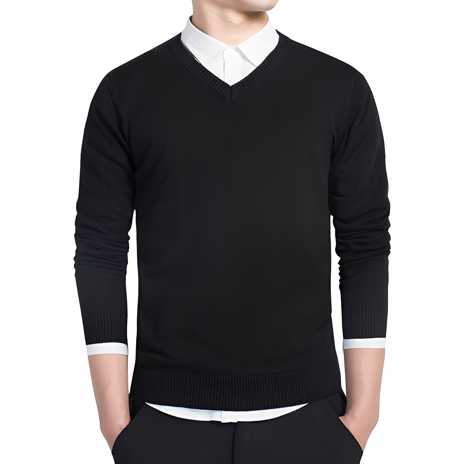 Tom – Men's V-Neck Sweater in Red