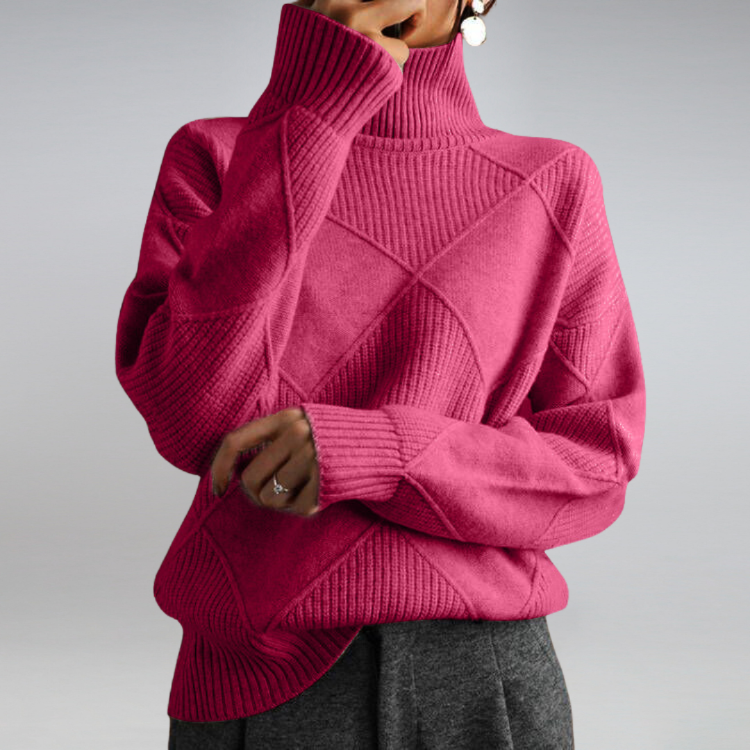 Camille – Women's Turtleneck Sweater in Turquoise