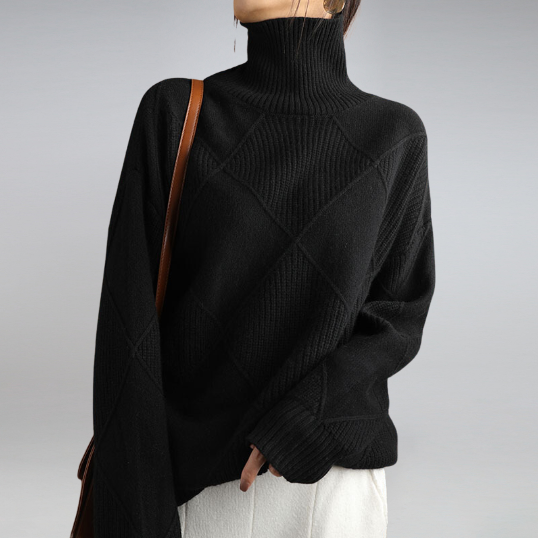 Camille – Women's Turtleneck Sweater in Brown