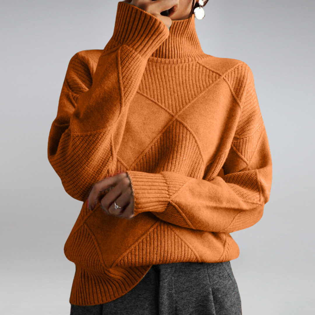 Camille – Women's Turtleneck Sweater in Beige