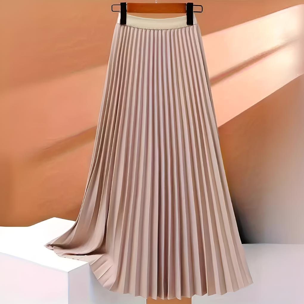 Inez – Pleated Midi Skirt in Green