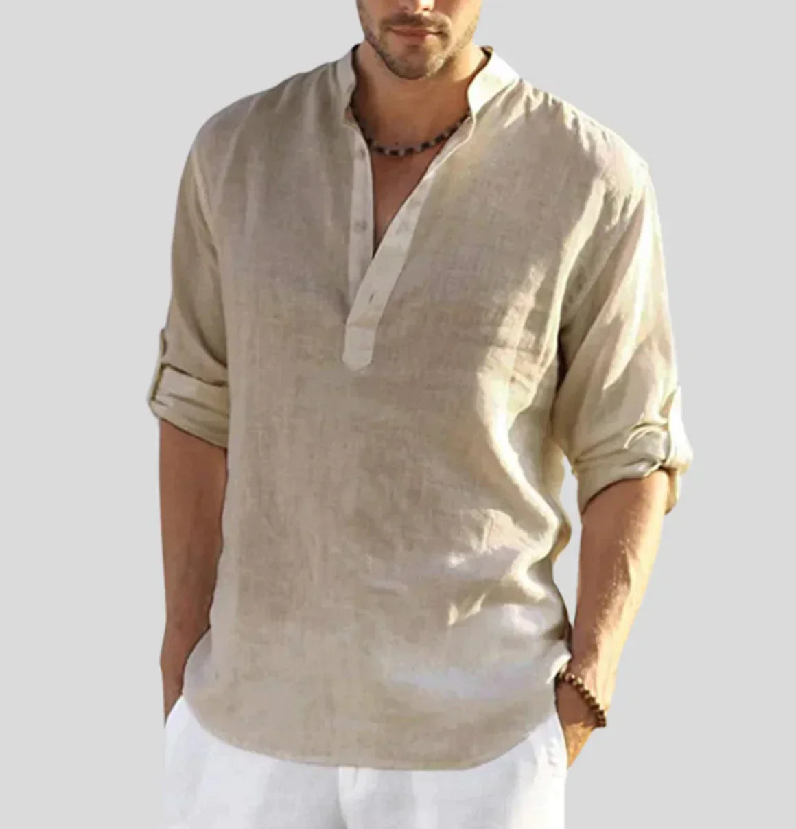 John – Men's Casual Shirt in Beige