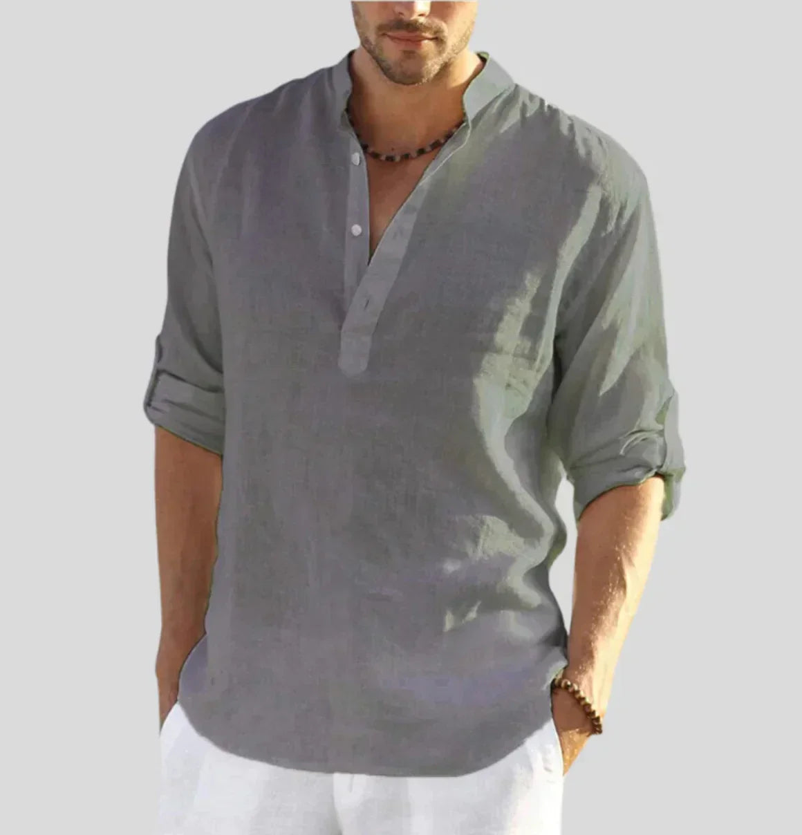 John – Men's Casual Shirt in Gray