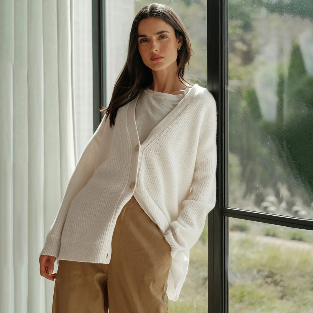 Leah – Long Cardigan in Natural