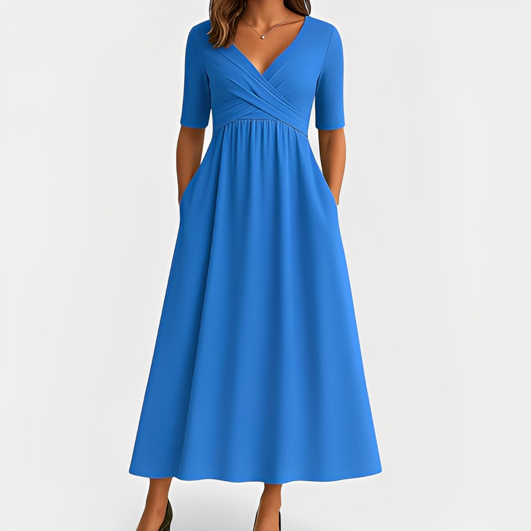 Maika – Women's V-Neck Dress in Gray