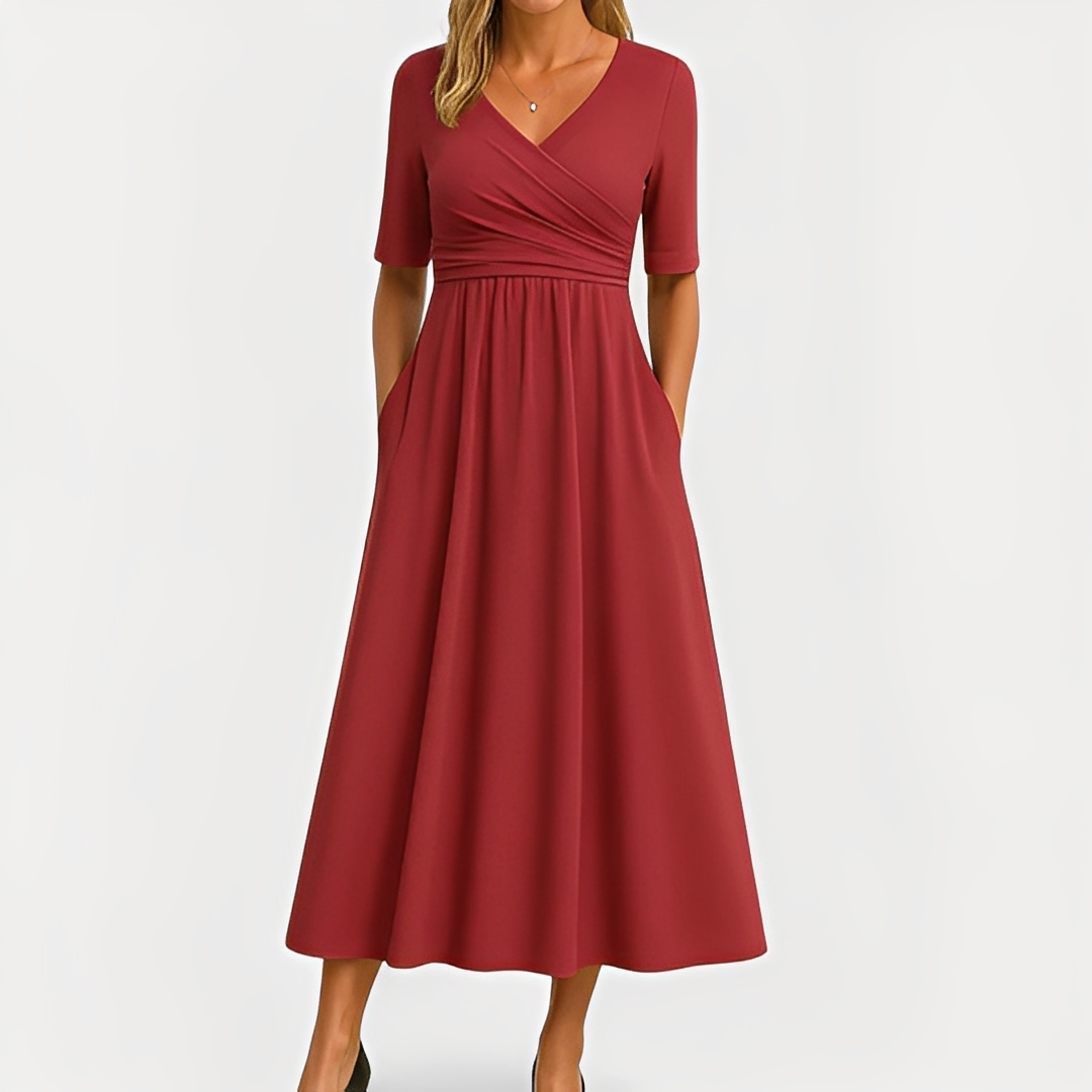 Maika – Women's V-Neck Dress in Green