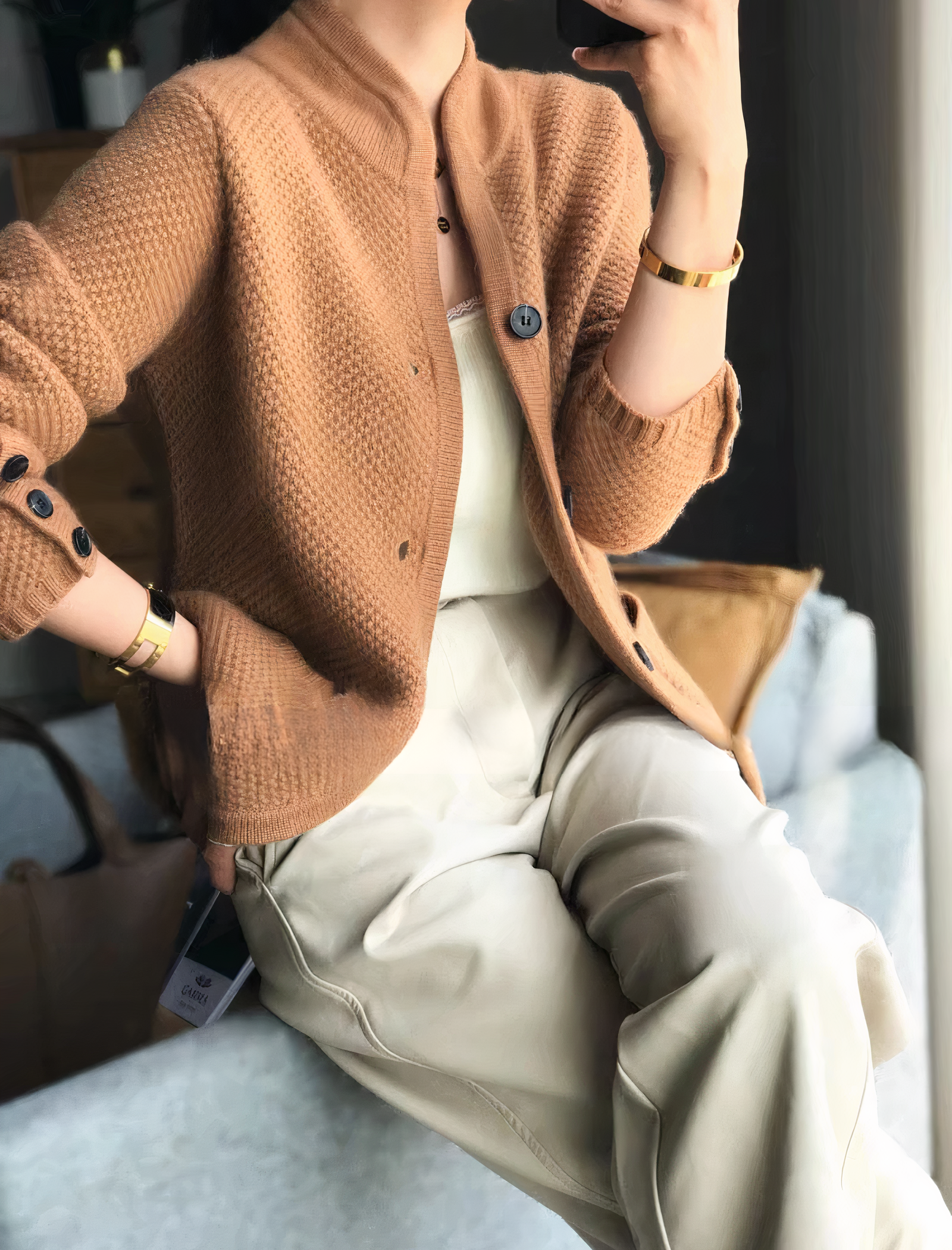 Edda – Cardigan in Camel