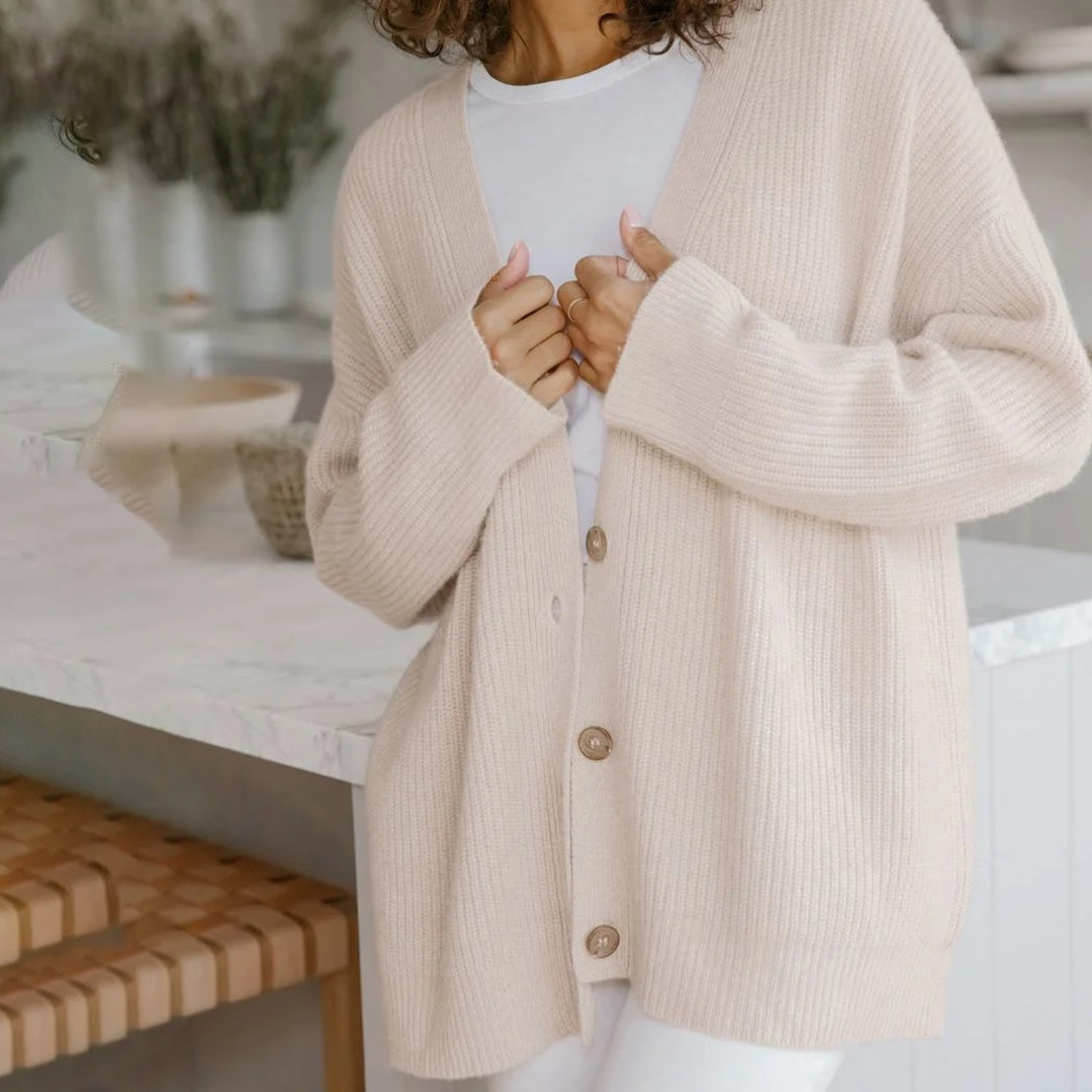 Leah – Long Cardigan in Natural