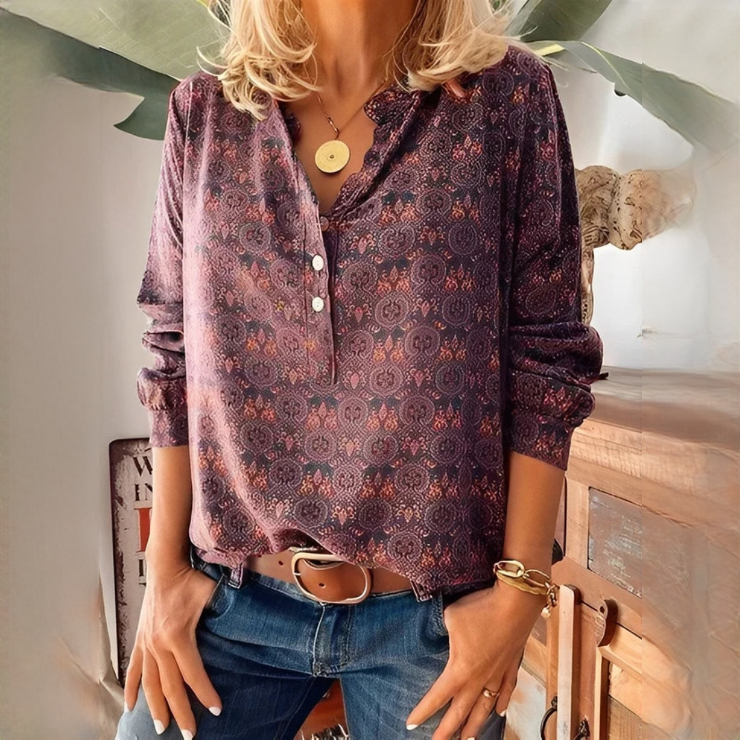 Bethany - Classic printed long-sleeve blouse