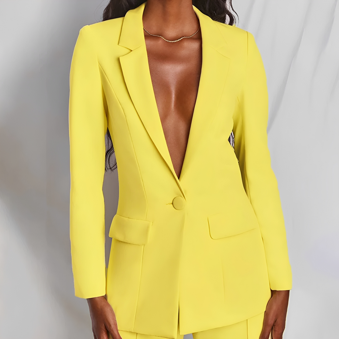 Women's suit set blazer and wide pants - slim cut with lapel collar