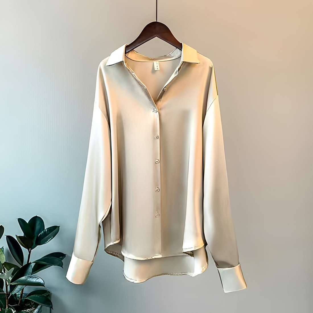 Women's blouse elegant with button placket, long sleeve and classic collar