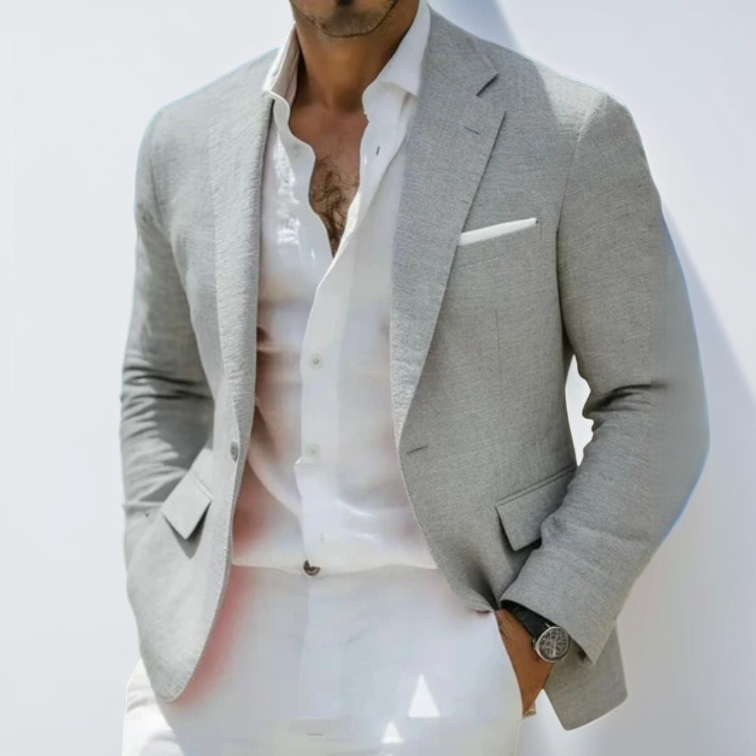 Men's Blazer Notch Lapel Collar One-Button Front - Regular Fit with Chest and Front Pockets
