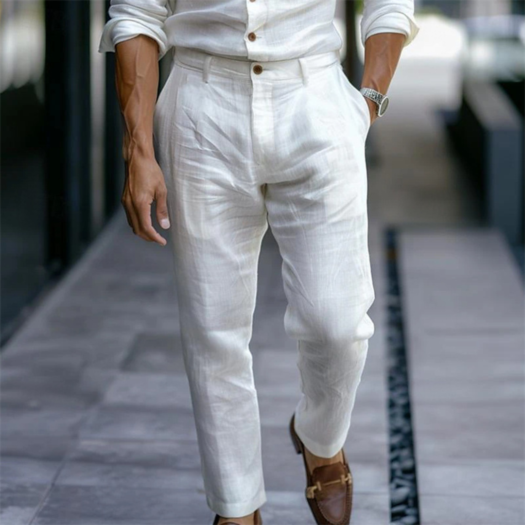 Men's Pants - Tailored Pleated Front, Slim Tailored Fit with Waistband Closure