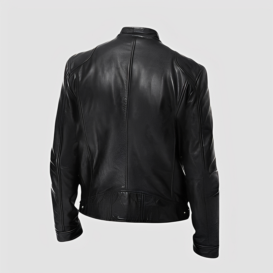 Men's Jacket Zip Front Café Racer – Slim Fit, Lapel Stand Collar with Snap Button, Chest and Side Pockets