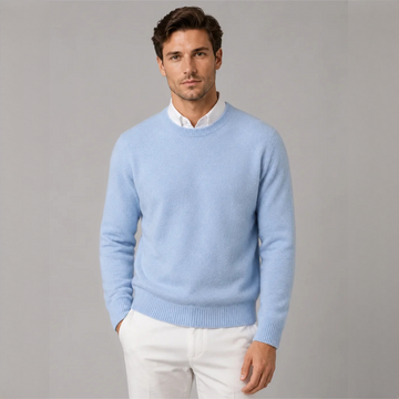 Men's Sweater Crew Neck Long Sleeve Regular Fit with Ribbed Cuffs