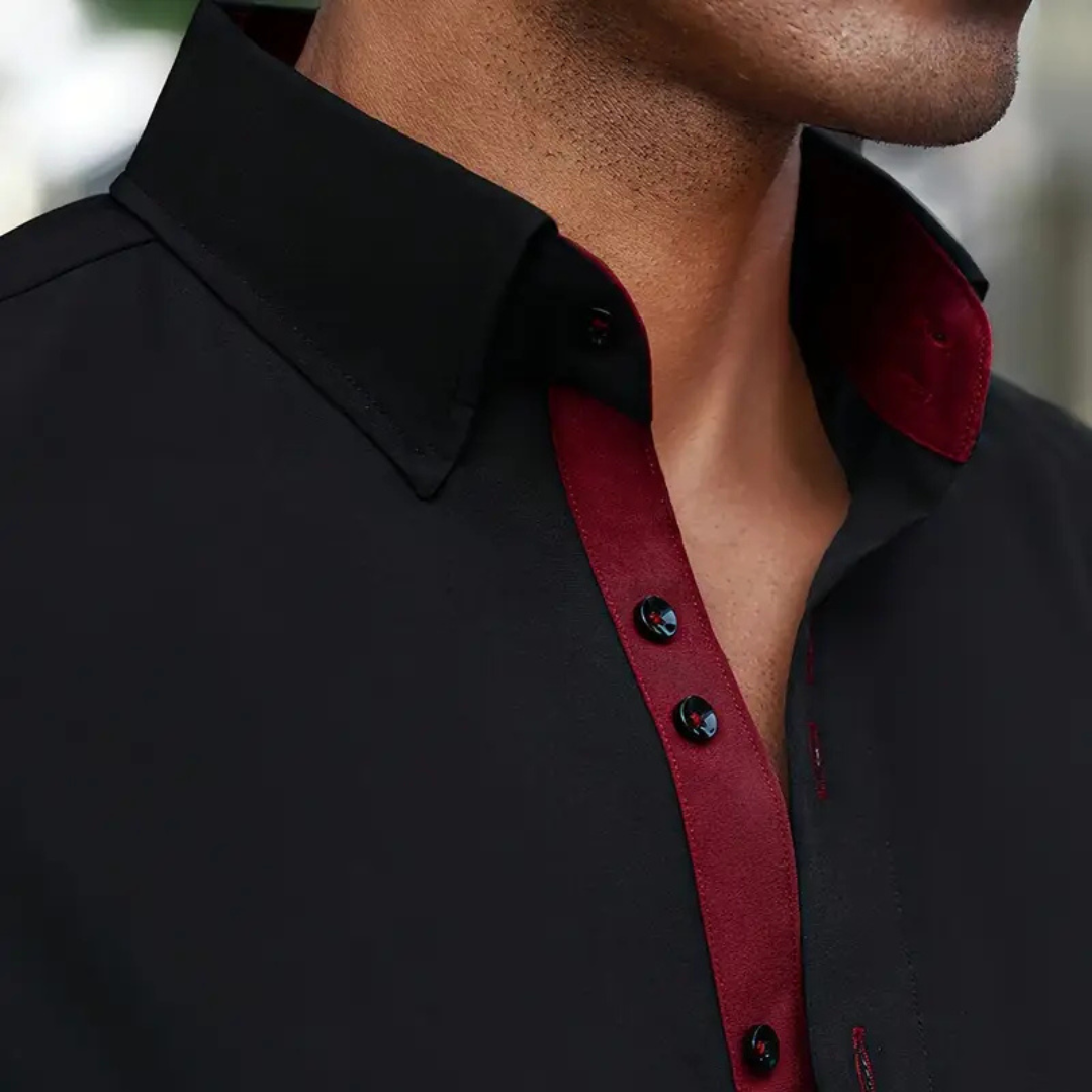 Men's Shirts with Button-Down Collar and Contrast Inner Placket – Long Sleeve, Regular Fit