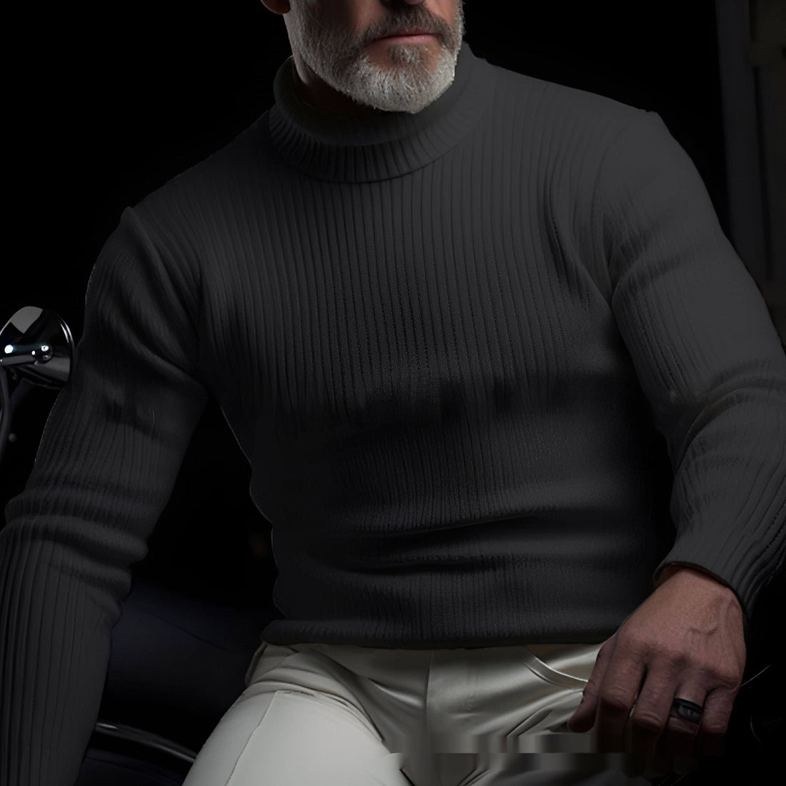 Men's sweater turtleneck ribbed pattern - regular fit