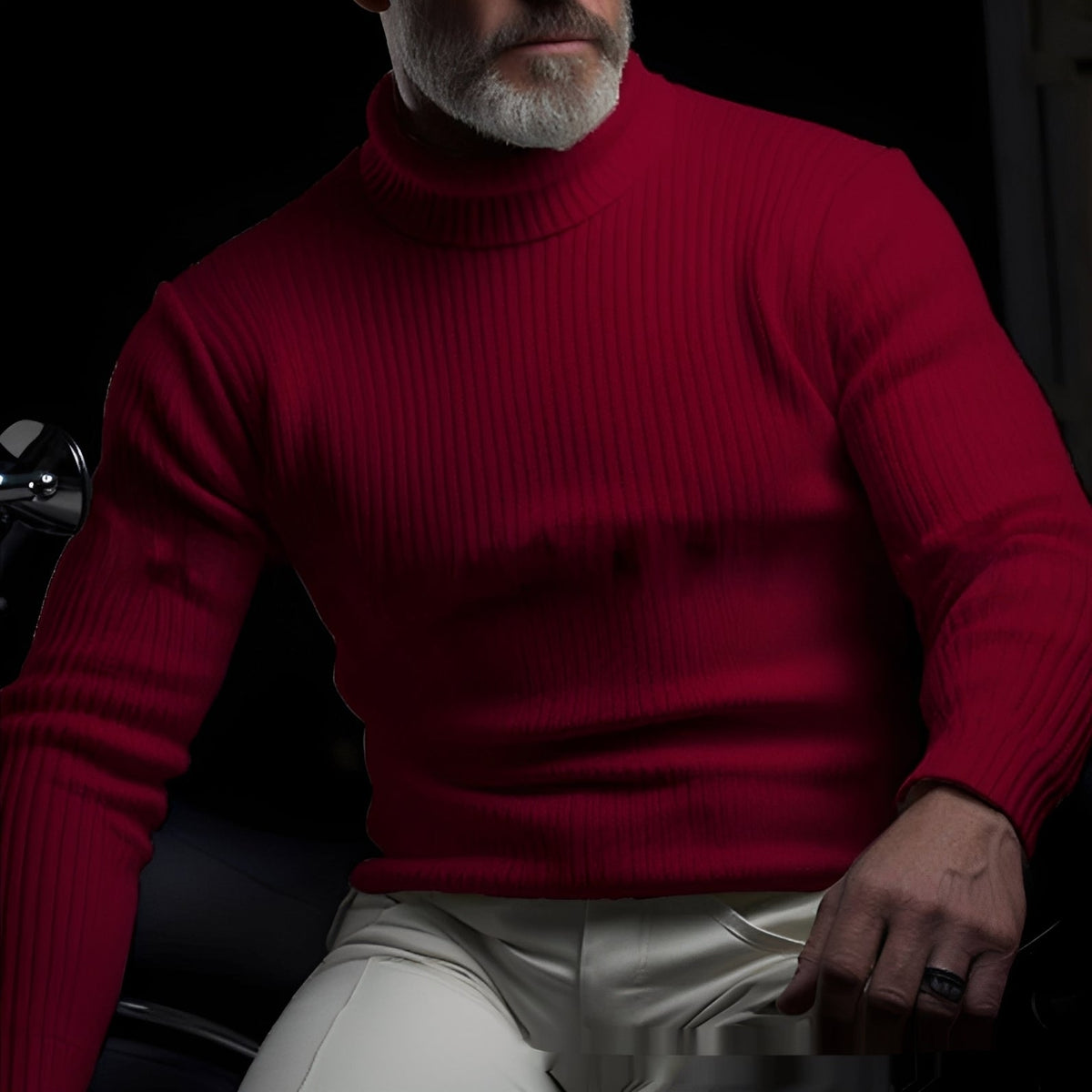 Men's sweater turtleneck ribbed pattern - regular fit