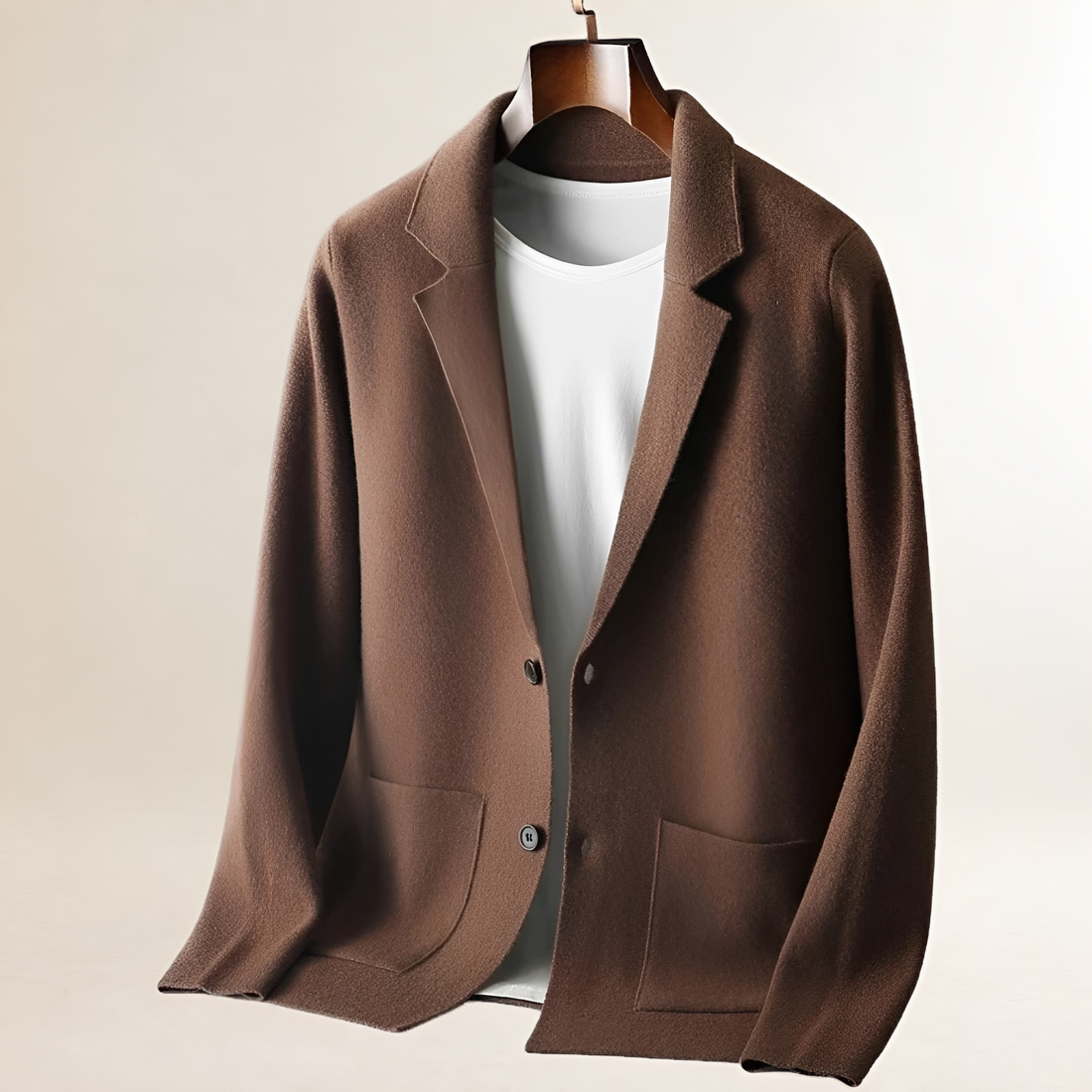 Men's Cardigan Notch-Lapel Button-Front with Dual Patch Pockets, Tailored Fit