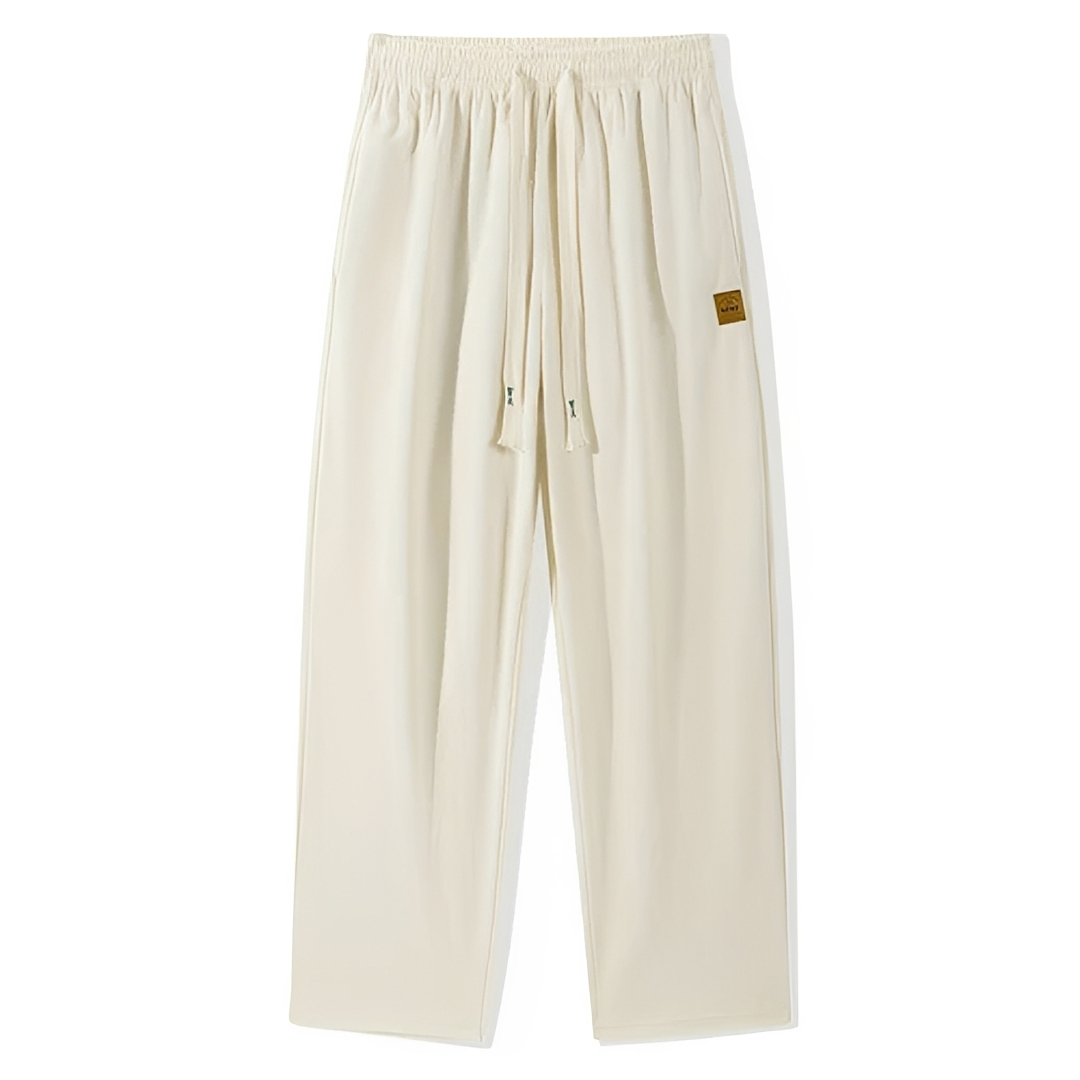 Men's Drawstring Pants, Relaxed Straight Leg, Ribbed Texture, Side and Back Pockets