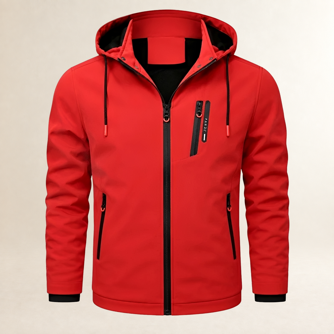 Men's Hoodie Full-Zip with Detachable Drawstring Hood, Chest Zip & Two Zip Pockets