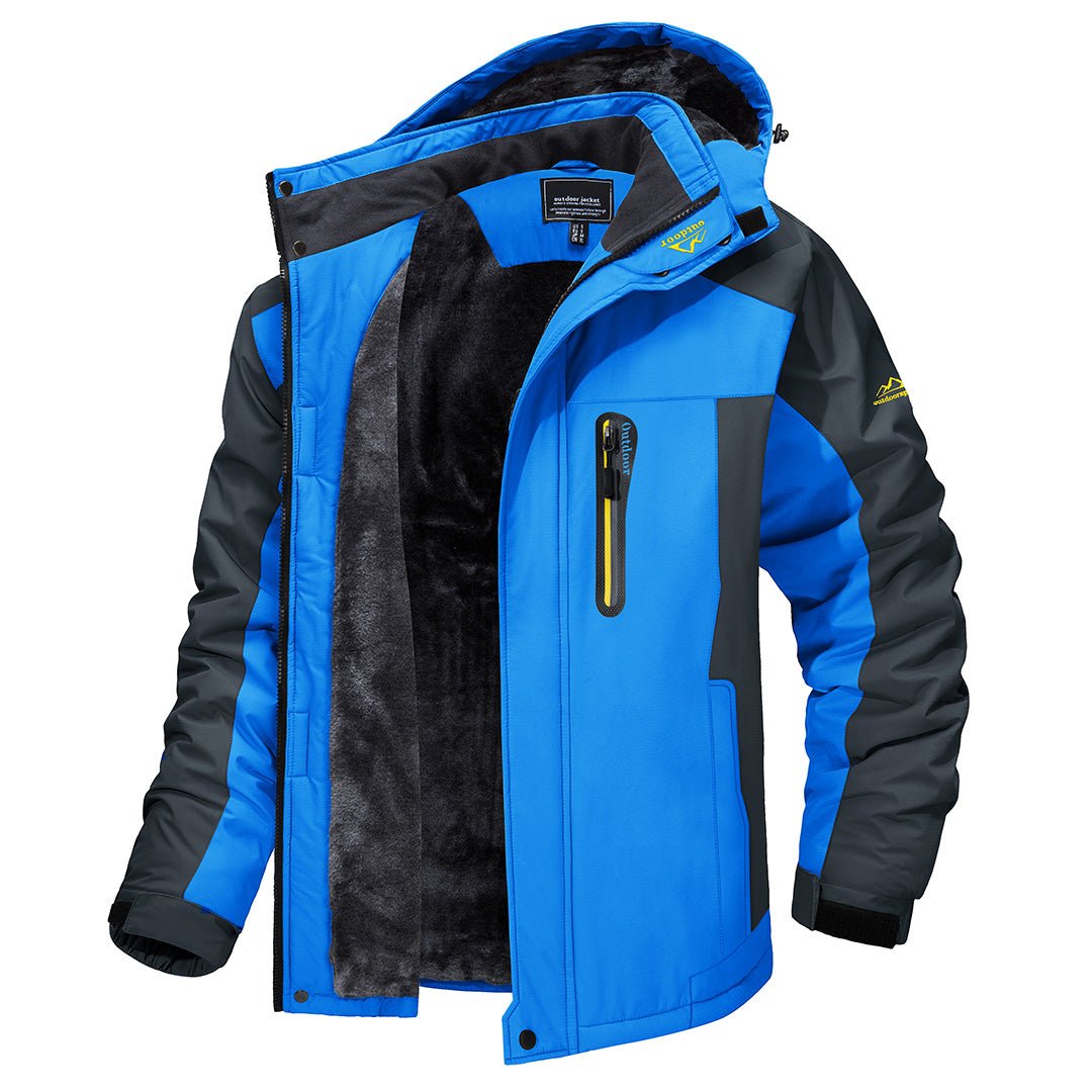 Men's Insulated Winter Jacket with Removable Hood, High Collar, Zippered Chest Pocket and Adjustable Hem