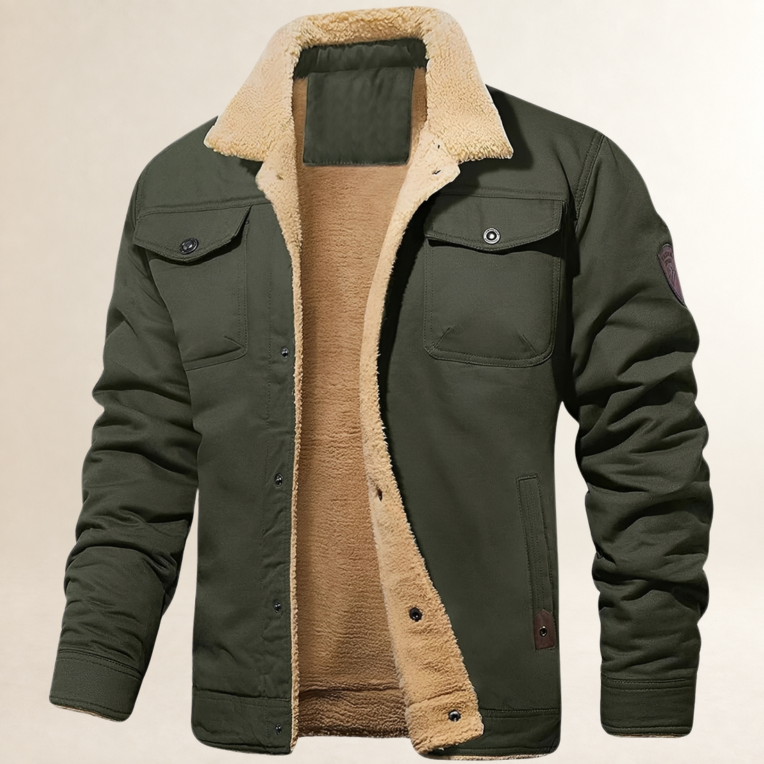 Men's Lined Trucker Jacket - Button-Front, Flap Chest Pockets, Regular Fit