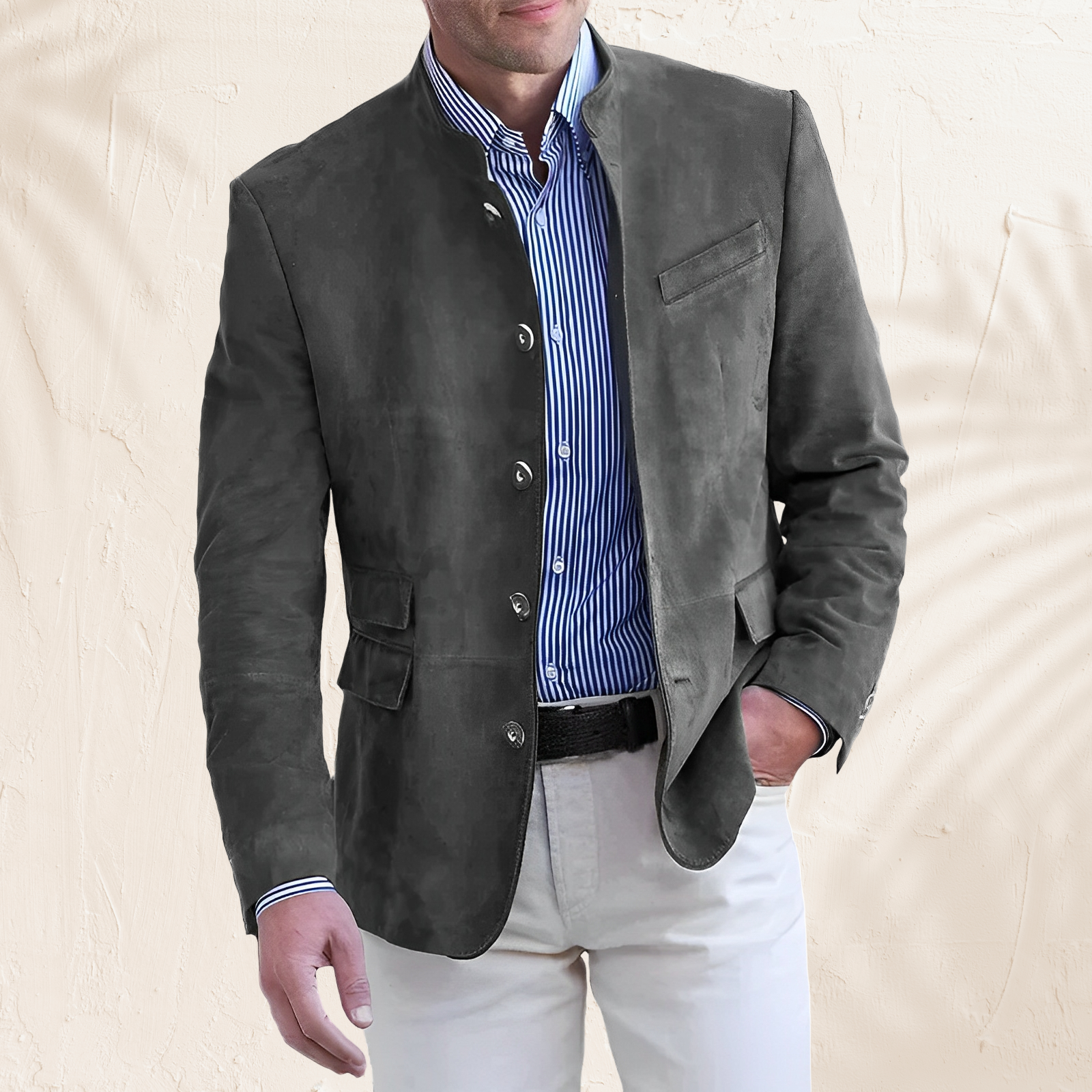 Philip – Men's Button-Up Jacket in Blue