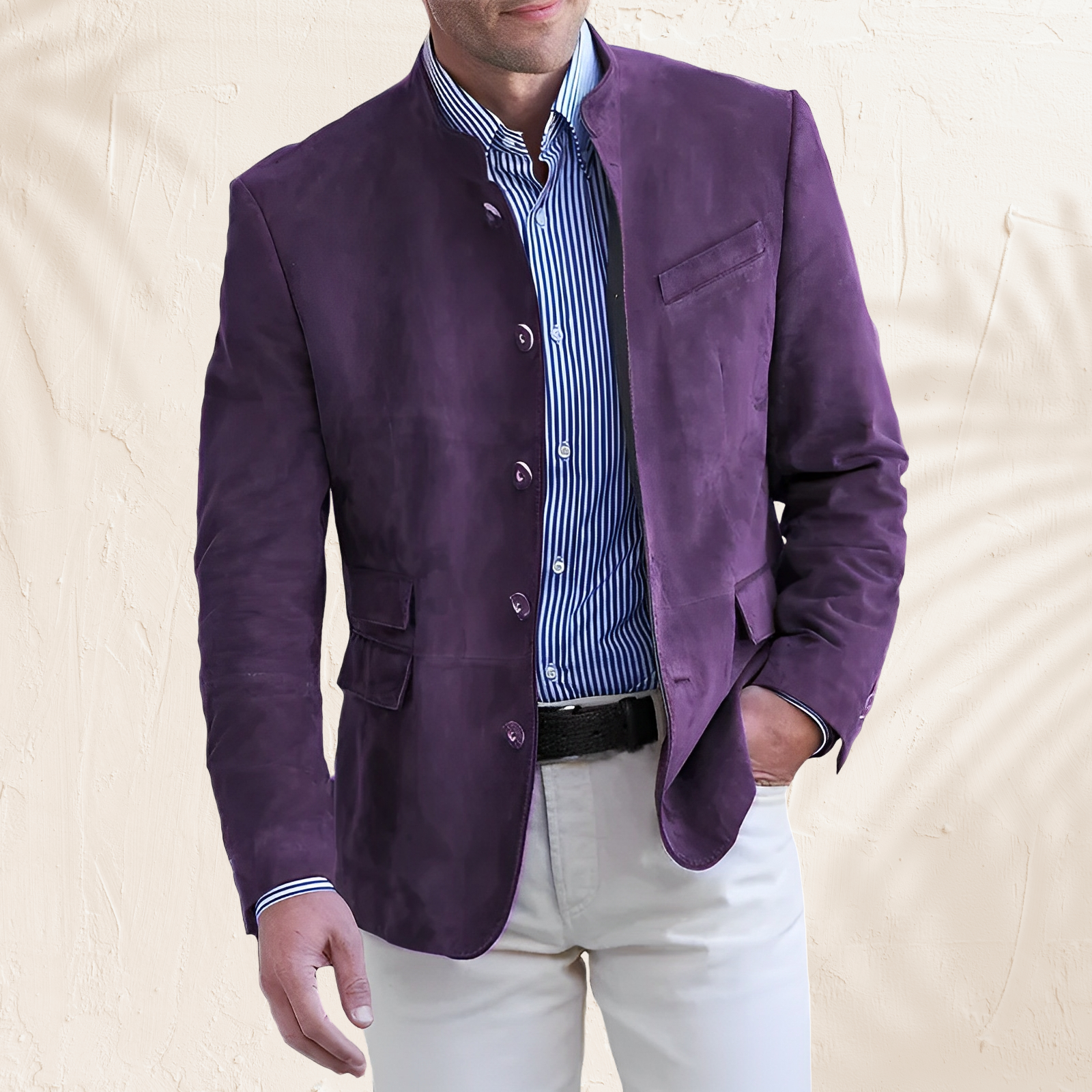 Philip – Men's Button-Up Jacket in Navy Blue
