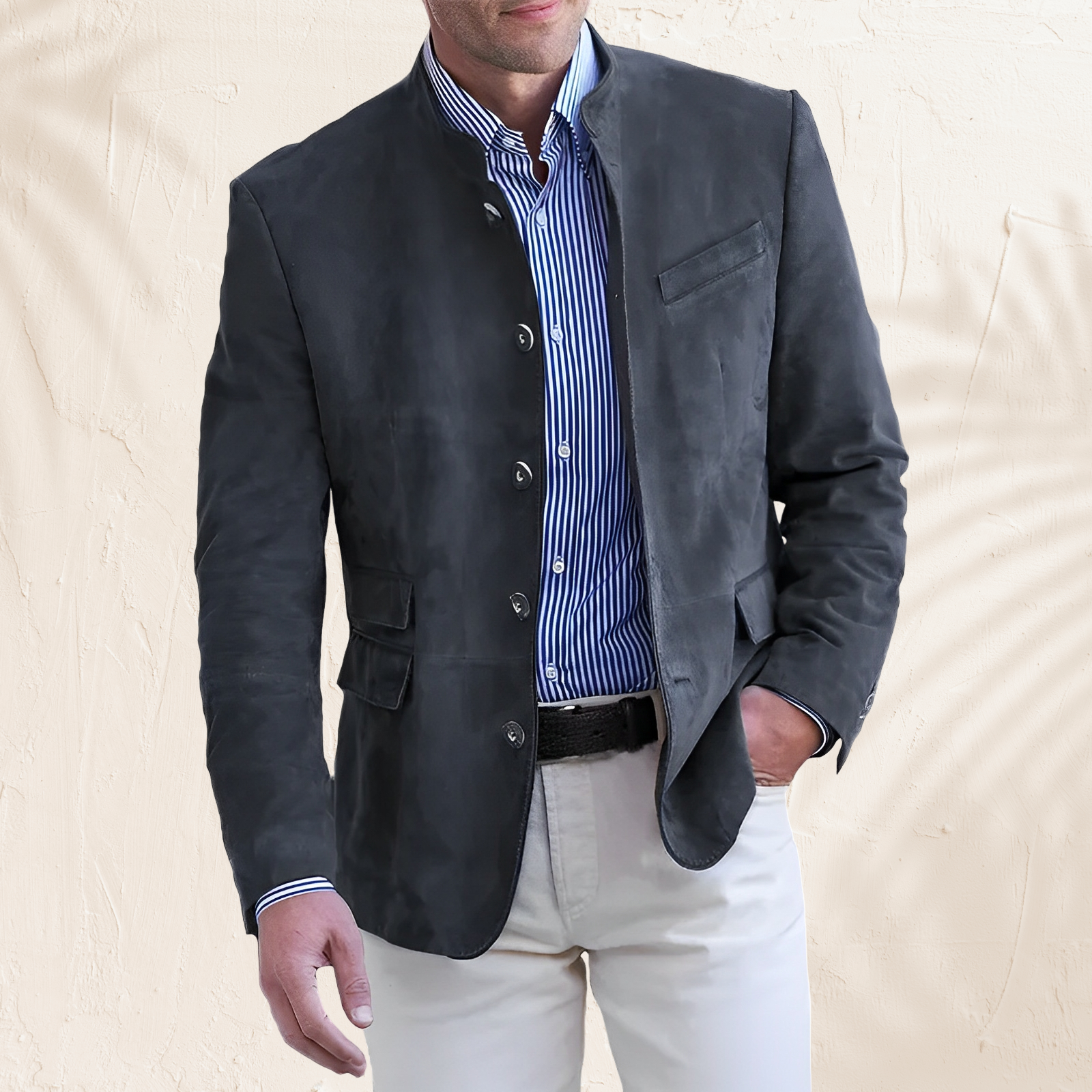 Philip – Men's Button-Up Jacket in Khaki