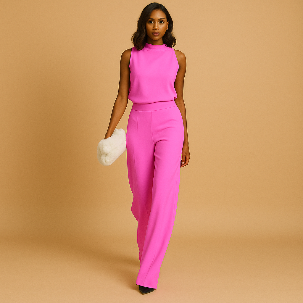 Ruffa – Women's Halterneck Jumpsuit in Pink