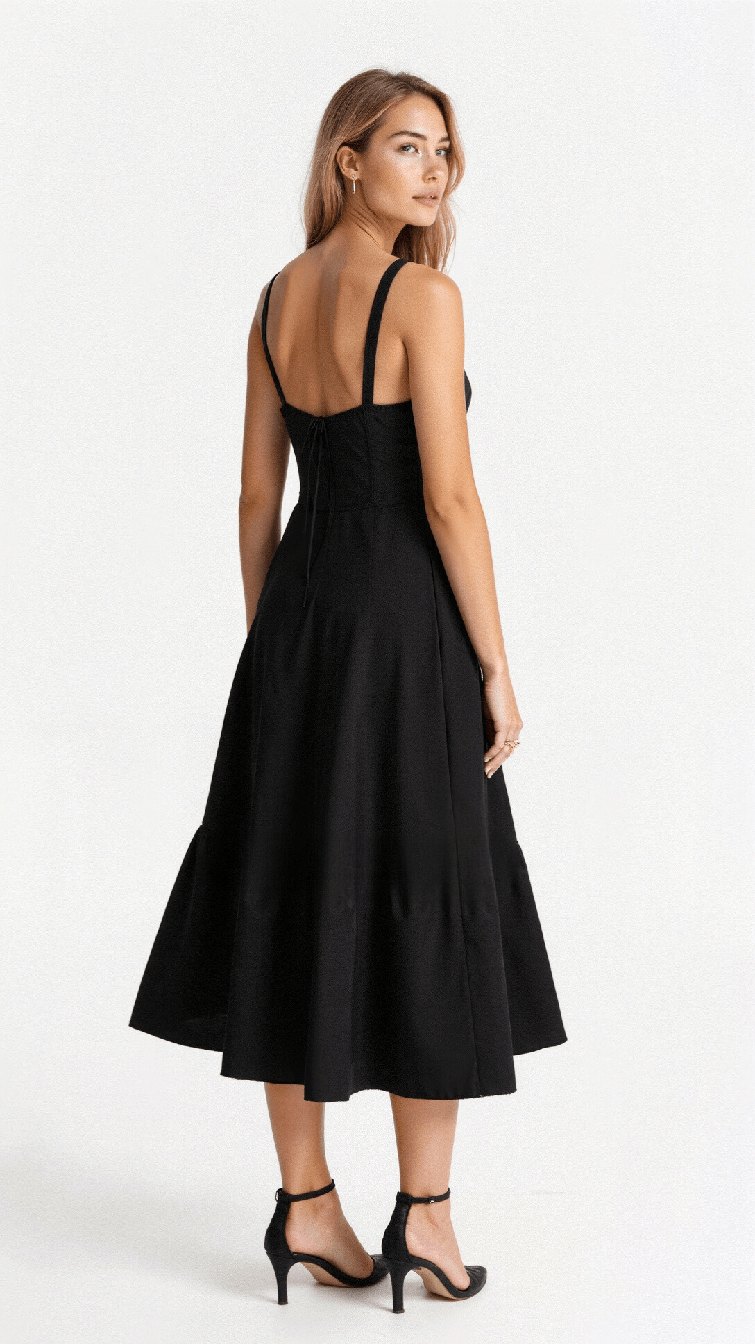 Liana – Midi Dress with Corset Detail in Pink